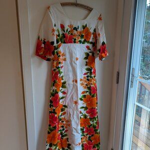 Authentic Vintage Hawaiian Midi Dress Mumu – Ui Maikai – Made in Hawaii USA – XS